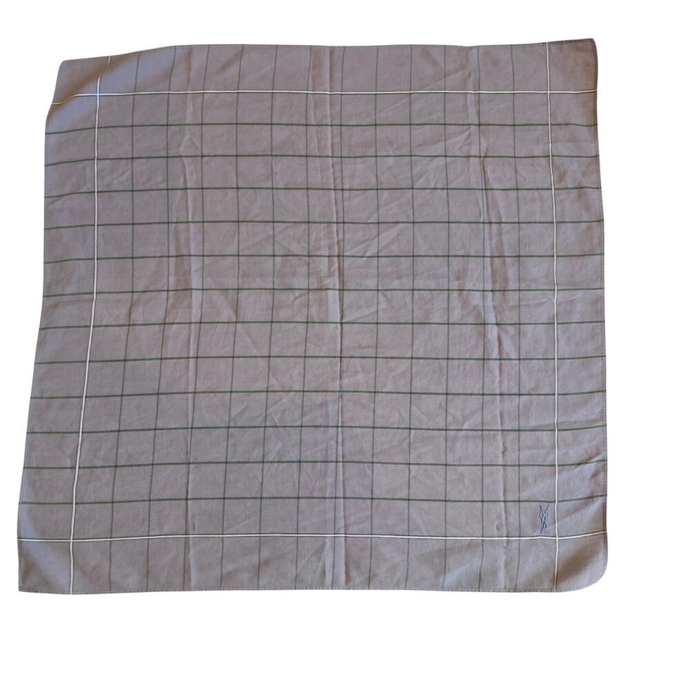 Vintage Yves Saint Laurent Plaid Cotton Bandana Handkerchief